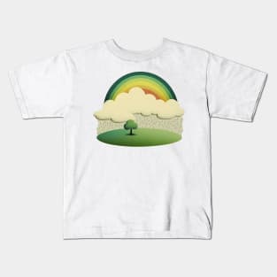 Groovy Green Retro Rainbow Kids T-Shirt
